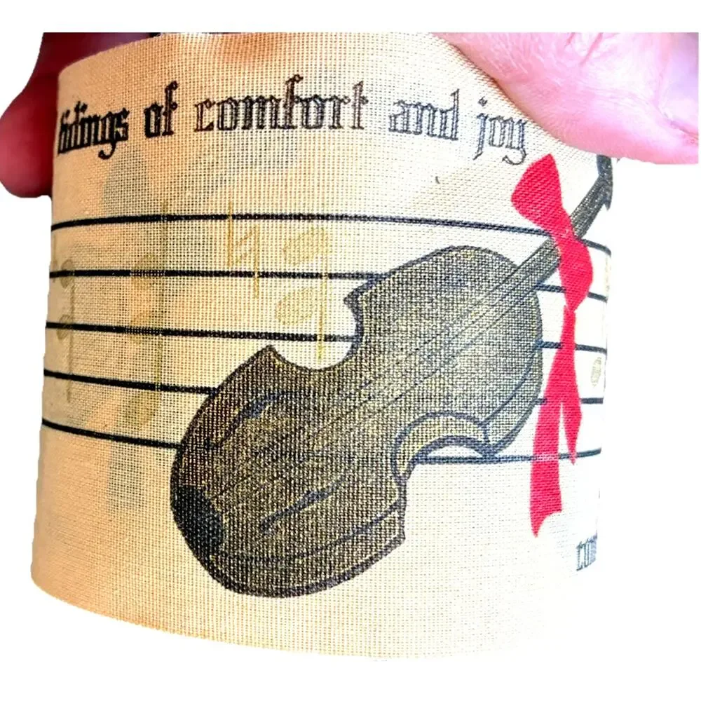 VTG Holiday Ribbon Musician Music Notes Violin Song Music Christmas RARE 2.5